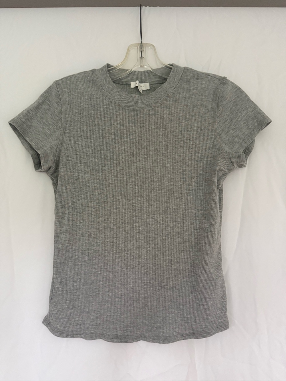 all:row Heather Gray Ribbed Short Sleeve Crewneck Baby Tee Top Fitted Size M